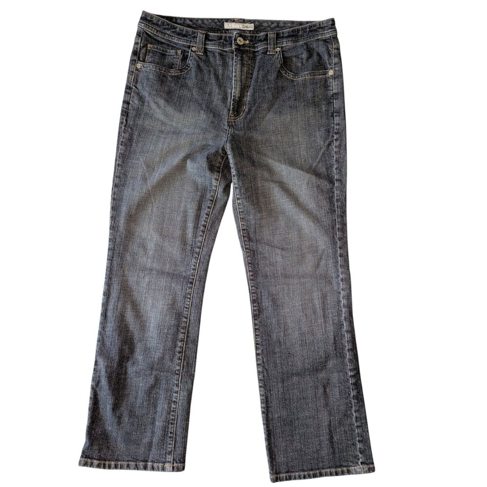 Chicos Platinum Straight Leg Jeans Dark Wash Blue Chicos Size 2 Short Mid Rise